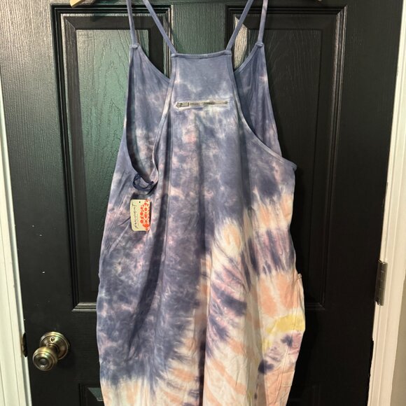 NWT Free People Jump Suit Shorts Tie Dye Pink Purple White Medium - Picture 4 of 4